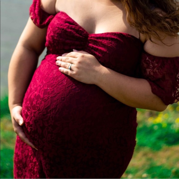 Maroon maternity dress - Picture 4 of 6